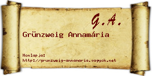 Grünzweig Annamária névjegykártya